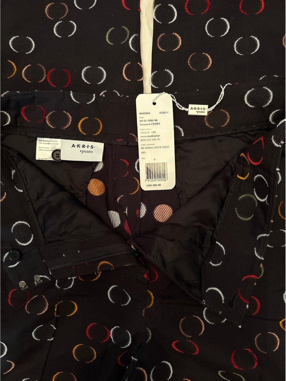 NWT Akris Ferry Circle Nero Pants 8